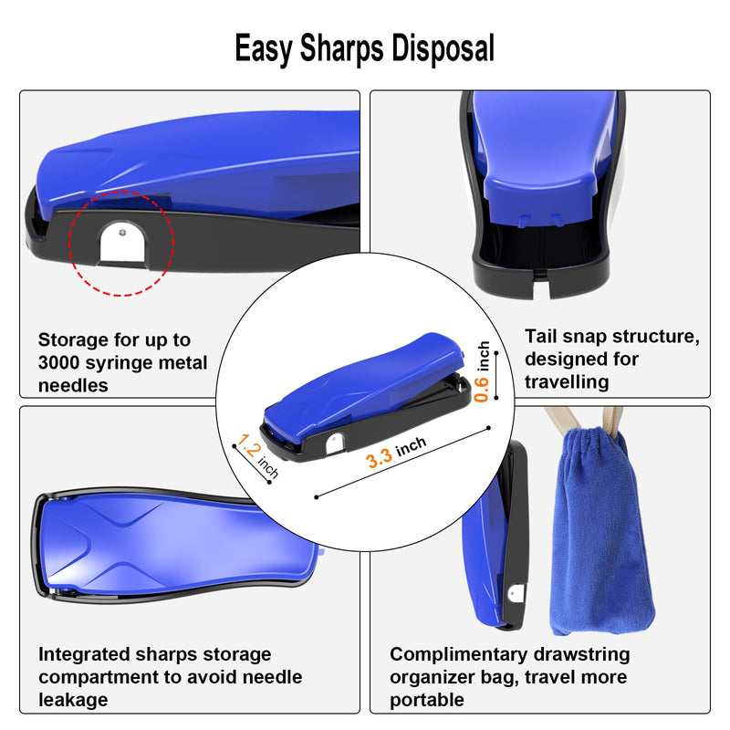 [Australia] - Needle Clipper for Insulin Syringe, Portable Sharps Container for Disposal Sharps, Compatible with 28-32Ga Syringe Needle, Fit Home and Travel Blue 