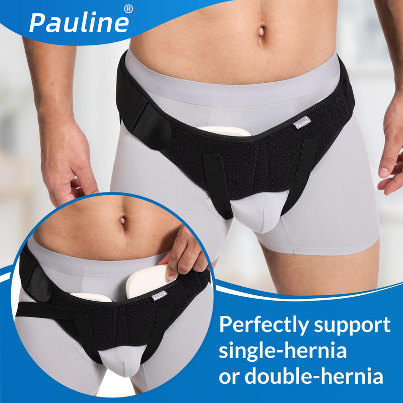 Inguinal Hernia Belt for Single/Double Hernia Support, Groin Hernia Truss for Men & Women Pain Relief with 2 Removable Compression Pads - Soft, Skin-friendly Fabric (Size S)