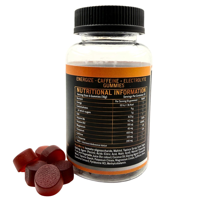 Energy Gummies for Golfers | 120mg Caffeine + L-Theanine | Golf Focus & Energy | Vegan | 60 Gummies | GB Gummies Energize