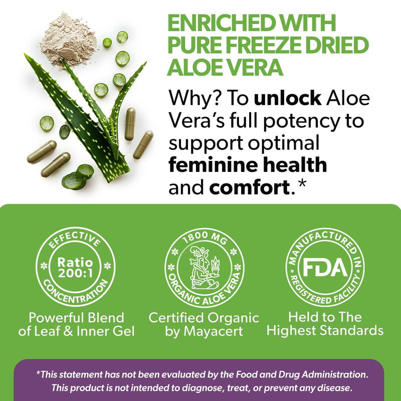 [Australia] - Intimate Rose Aloe Vera Capsules - IC Supplements - 200x Concentrate Pure Aloe Vera + D-Mannose + Calcium - Easy to Swallow Aloe Vera Pills 