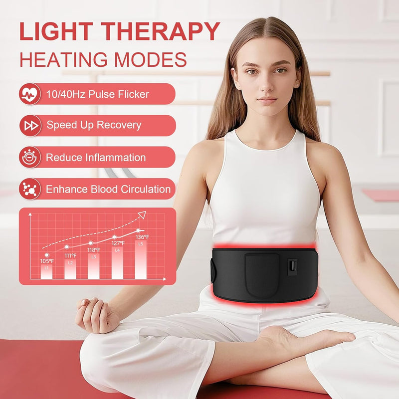 [Australia] - Red Light Therapy Infrared Light Therapy Pad Wearable Wrap Heating Pad for Body Pain Relief Back Waist Shoulder Knee Feet Faster Body Energy Recovery with Timer 120 Lights 