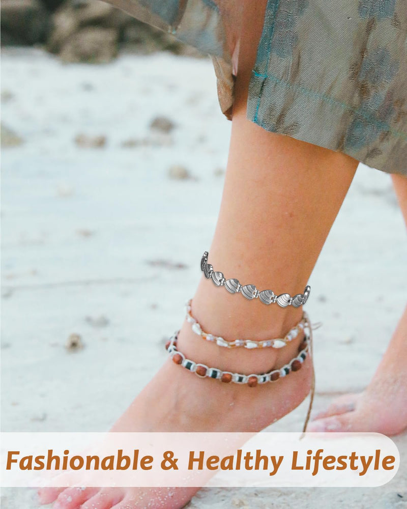 [Australia] - MagVIVACE Copper Magnetic Anklet for Women for Arthritis and Joint, Magnetic Stainless Steel Ankle Bracelet with Magnets (Stainless Steel) 
