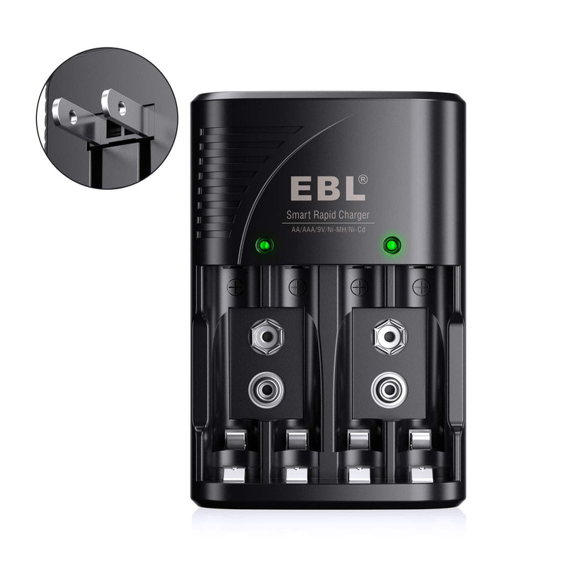 EBL Smart Rapid AA AAA Charger for AA AAA 9V Rechargeable Batteries Ni-MH Ni-CD Rechargeable Batteries 802 Charger