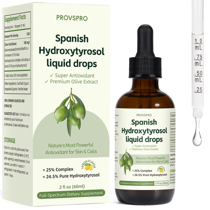 [Australia] - Hydroxytyrosol Liquid Drop, 100% Spanish Sourced Olive Fruit Extract, Super Antioxidant for Skin, Aging, Inflammation, Hydroxytyrosol Supplement, No Sugar, Alcohol Free, Olive Leaf Extract Alternative 