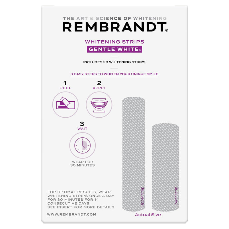 Rembrandt Teeth Whitening Strips, Gentle White, Sensitive Teeth Whitening, Gently Remove Tough Stains, Enamel-Safe, 28 Whitening Strips (14 Treatments)
