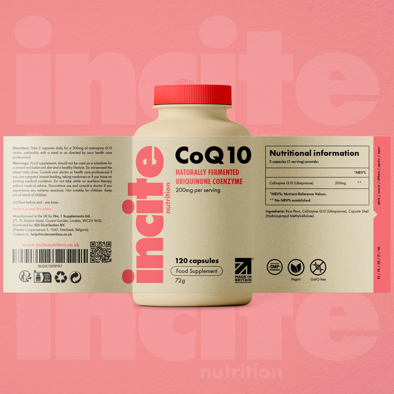 Premium CoQ10 Ubiquinone 200mg - Coenzyme Q10-120 Vegan Capsules - Naturally Fermented High Absorption - Heart, Energy & Fertility Support - Made in UK - Non-GMO - GMP Quality 120 count (Pack of 1)