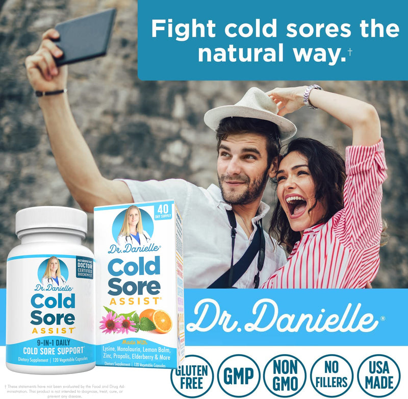 [Australia] - Best Cold Sore Supplement with Lysine and Lemon Balm - Dr. Danielle Cold Sore Assist - 120 Capsules 
