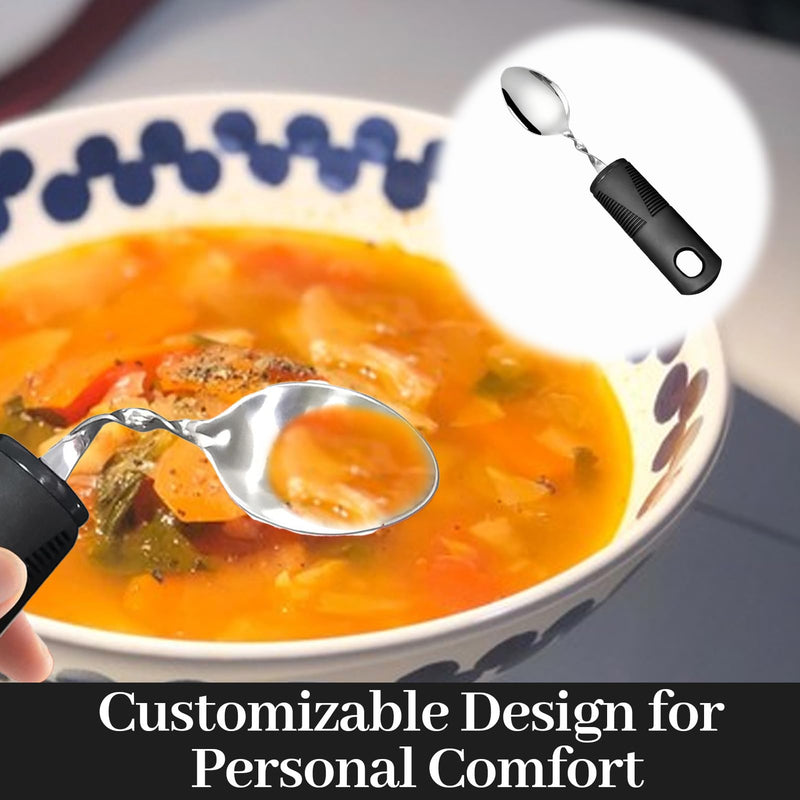 Easy Grip Disability Aids Cutlery,Curved Spoon with Wide Chunky Grip Handle,Bendable Spoon for Elderly,Adaptive Eating Utensils for Disabled Elderly Arthritis Parkinson Tremors Sufferers