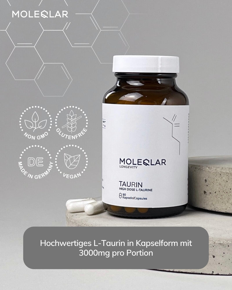 [Australia] - MoleQlar Taurine capsules 90 pieces - 3000 mg of high-purity L-taurine per serving - optimal support for increased taurine requirements - vegan, high-purity, GMO-free 