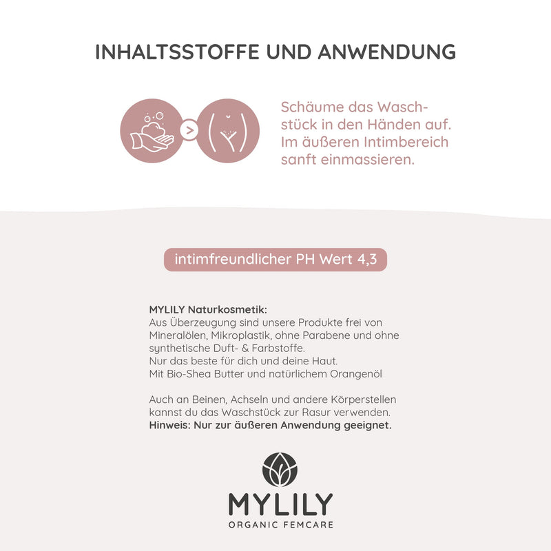 [Australia] - MYLILY 2 in 1 washing bar solid soap | Intimate care for women | 60 grams for cleaning and shaving | Shaving soap for women in vulva shape | Cocoa & Shea Butter & Coconut Oil | 
