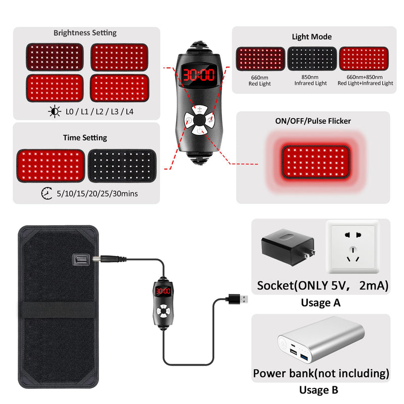 [Australia] - Red Light Therapy Belt, Infrared Light Therapy for Body, Wearable Wrap with Timer for Back Shoulder Waist Muscle Pain Relief, Improve Joint Inflammation, Red Light Therapy for Body L 