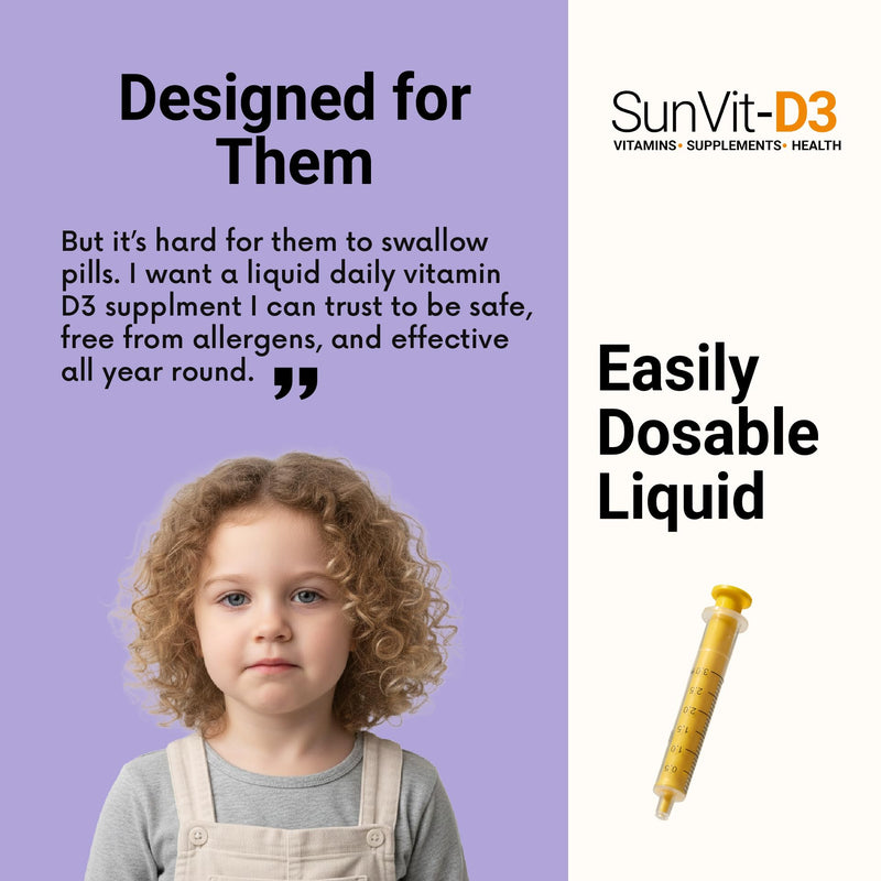 SunVit-D3 Vitamin D3 2000IU Oral Solution - Vitamin D for Kids | Cholecalciferol Vitamin D Drops Baby | Supports Bone, Teeth, Muscle & Immune System (50ml Orange Flavor) 50 count (Pack of 1)