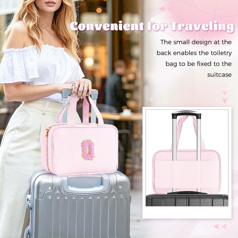 Gifts for Teen Girls Women - Personalized Toiletry Bag Initial Makeup Bag | Travel Cosmetic Bag | 8 9 10 11 12 13 14 15 16 Years Old Girl Gift Trendy Stuff - Pink Q