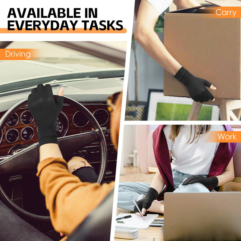 Big Mango Arthritis Gloves, Copper Infused Compression Gloves, Copper Gloves Fingerless for Women Men for Arthritis Pain Relief, Swelling, Rheumatoid, Typing, Hand Support (1 Pair,XLarge) X-Large 2 Fingers Open