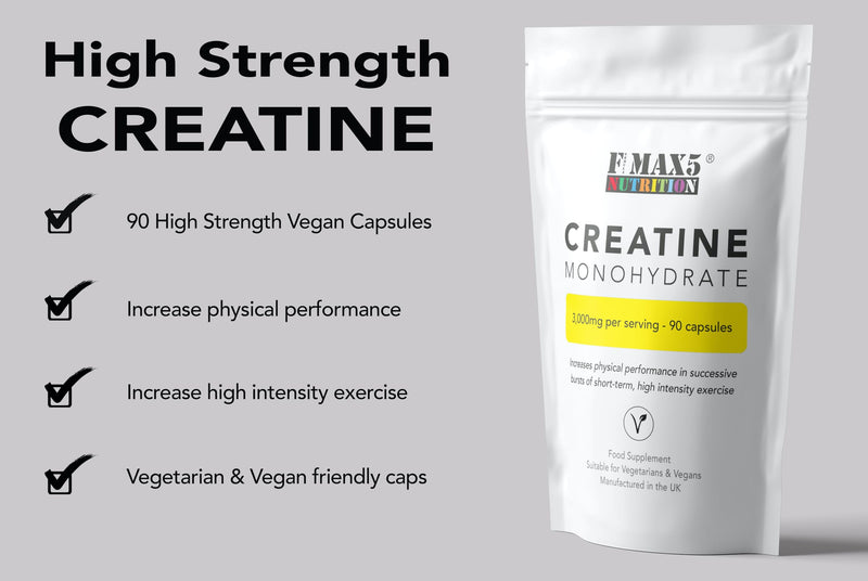 Creatine 3000mg (per Serving) - 90 Micronised Creatine Monohydrate 750mg Vegan Capsules - UK Made 90 count (Pack of 1)