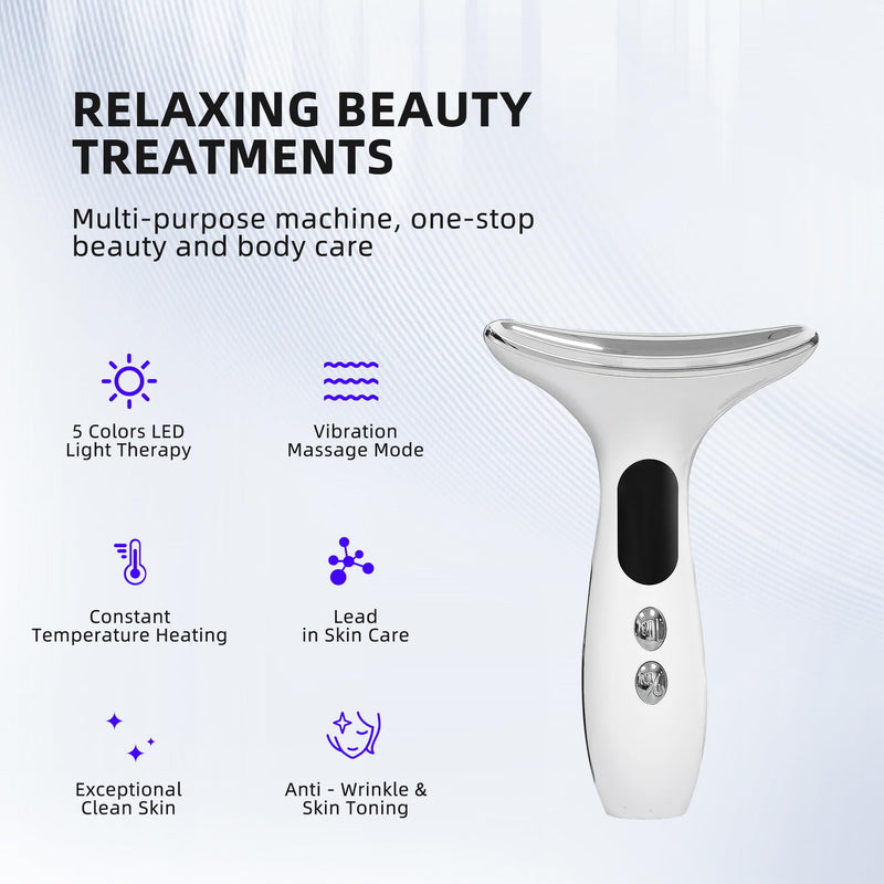3-in-1 LED Skin Sculptor - Red Light Neck Massager with Heat - Ergonomic Relaxation Device for Muscle Comfort & Skin Care, Non-Medical Personal Use,White,2025