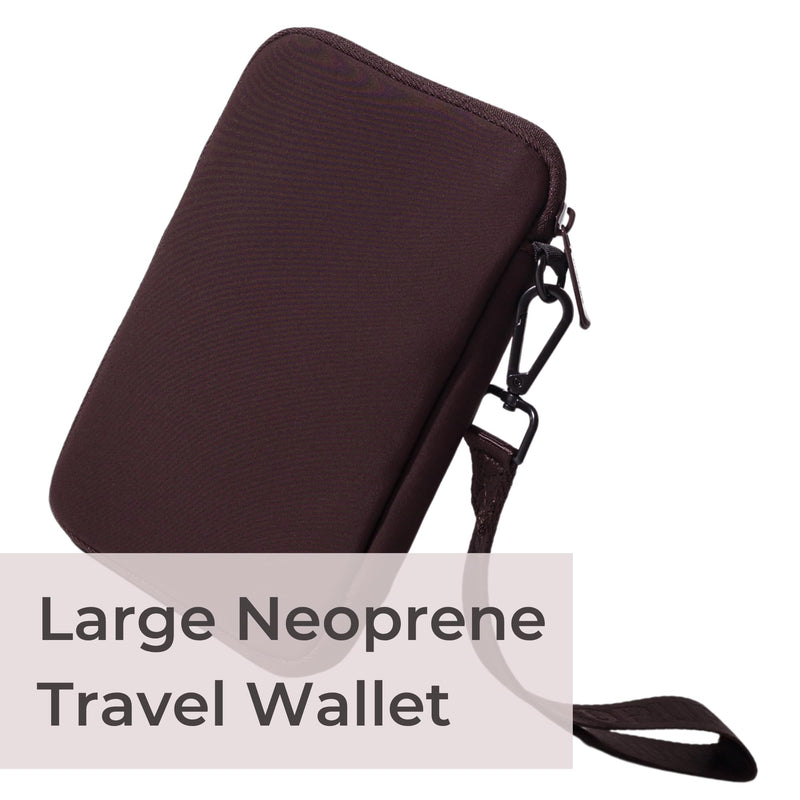 Passport Travel Wallet for Women - Large Multiple Document Organizer and Holder with Wristlet - Espresso