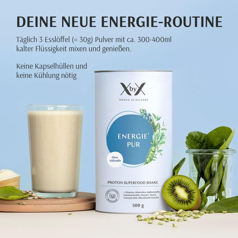 [Australia] - XbyX Energy Pure 500 g | 16 servings | Vegan superfood protein powder for shakes without sweeteners | Tasteless protein powder with essential amino acids & vitamins | From Germany Pure (without sweeteners) 500 g (pack of 1) 