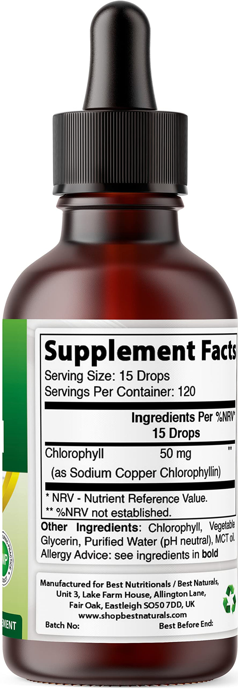 [Australia] - Best Naturals Liquid Chlorophyll Drops - 50 mg - 120 Servings Per Glass Bottle - 2 FL OZ 