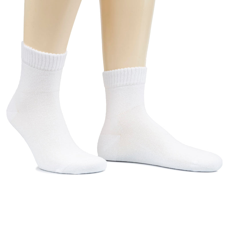 [Australia] - Hugh Ugoli Men's Cotton Diabetic Ankle Socks, Wide, Thin, Loose Fit and Stretchy, Seamless Toe & Non Binding Top, 4 Pairs 11-13 White (4 Pairs) 