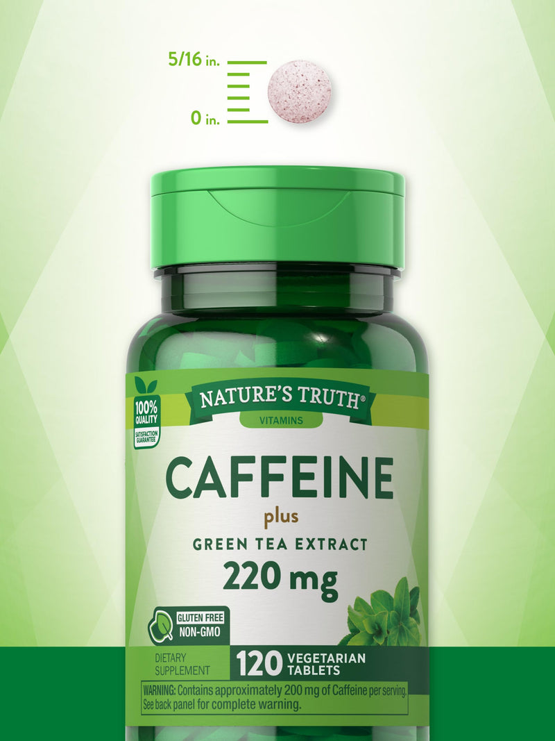 [Australia] - Caffeine Pills | 220mg | 120 Count | with Green Tea Extract | Vegetarian, Non-GMO & Gluten Free Supplement | by Nature's Truth 