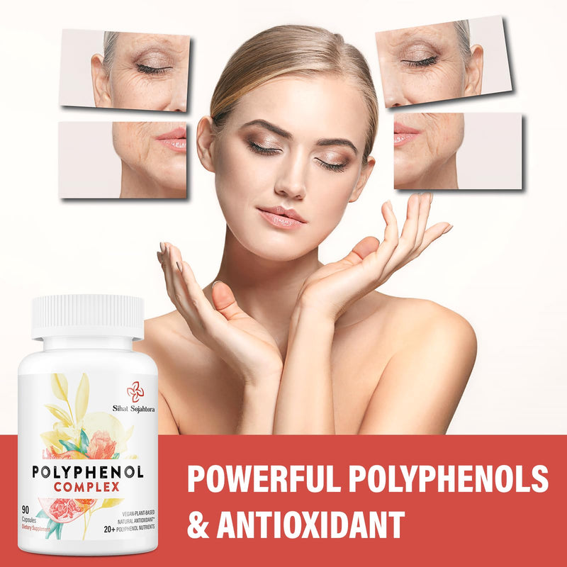 [Australia] - 67,500 MG Polyphenols Supplement - Powerful Antioxidants & Polyphenol for Age Defense, Polyphenol Superfood, Quercetin, Resveratrol, Green Tea, Plant-Based & Energy, Immune Support, 90 Capsules 90 Count (Pack of 1) 