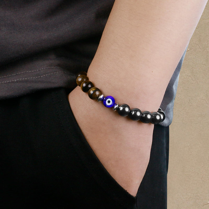 [Australia] - SmileBelle Protection Bracelet for Men Women, Amethyst Bracelet as Get Well Gifts for Women After Surgery Evil Eye Bracelets as Boss Day Gifts Healing Bracelets for Inspirational Gift Black Protection 