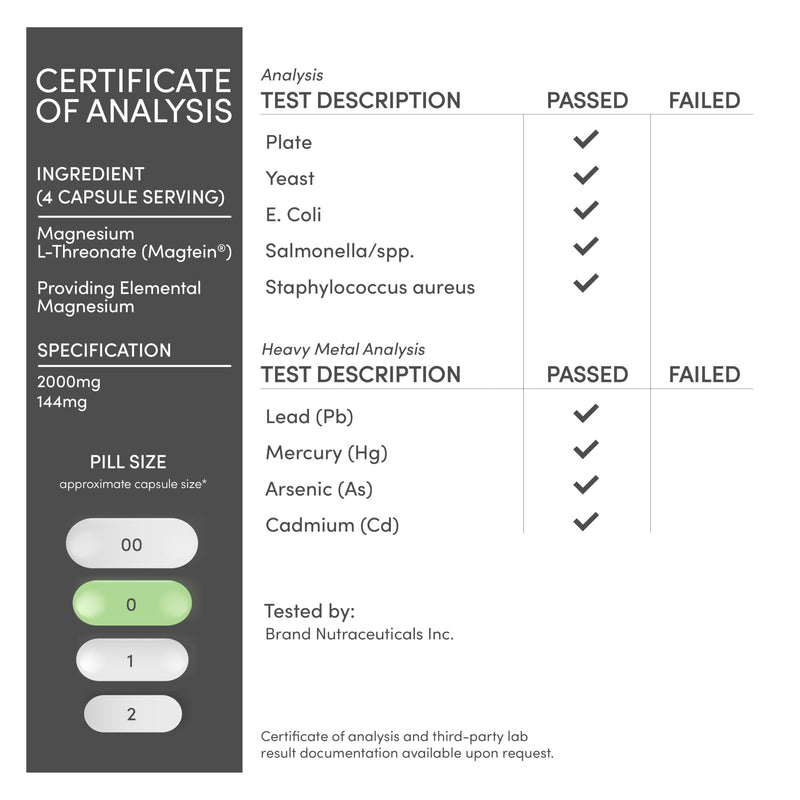 [Australia] - Magnesium L Threonate, Magtein, Sleep and Cognitive Support ‚Äì High Absorption ‚Äì Most Bioavailable Form of Magnesium ‚Äì 2,000 mg ‚Äì 120 Capsules 