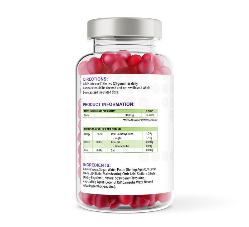 Biotin Gummies 10000mcg Per Serving – 60 High Strength Vitamin B7 for Hair Growth, Skin & Energy Support | Natural Strawberry Flavour Biotin Supplement | Vegan Hair Gummies by vh1be 60 count (Pack of 1)