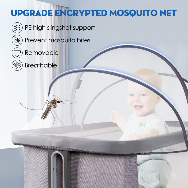 [Australia] - Beberoad Love Bassinet Mosquito Net Cover - Breathable Mesh Canopy with 2-Way Zipper for Baby Cribs, Bedside Sleepers & Travel Cribs (White) Bassinet Cover-white 