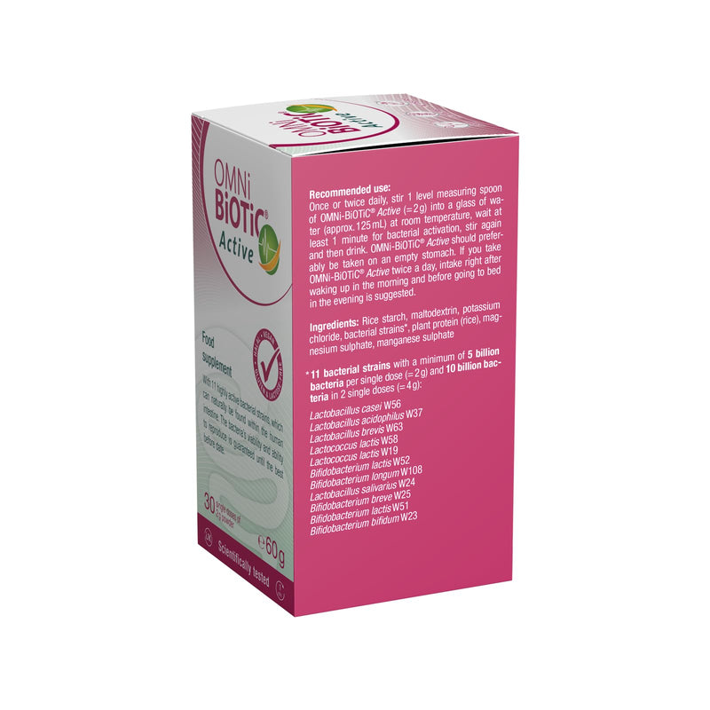 OMNi BiOTiC Active | Supplements Gut Flora with Key Bifidobacteria and Lactobacilli | Probiotic Powder | Ideal After Diets or an Unbalanced Diet | Halal | Vegan | for Daily use | 30 Portions (60 g)