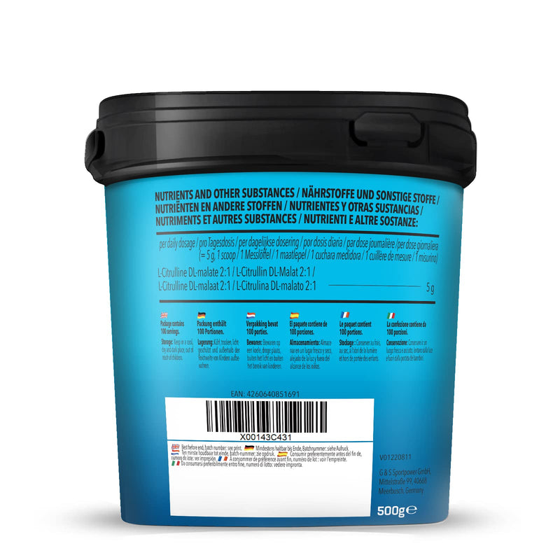 [Australia] - Bodylab24 L-Citrulline Malate 500g, 5g L-Citrulline Malate per daily dose, citrulline malate formula in a ratio of 2:1, perfect for high-intensity workouts, tasteless powder 