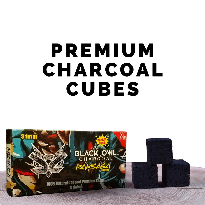[Australia] - 100% Natural Coconut Premium Hookah Shisha Narguile Charcoal, 31MM RAKSASA Edition, 2+ Hours Burn Time, Non-Quick Lighting, Odor-Free, Eco-Friendly, (8 Large Cubes) 8 Large Cubes 