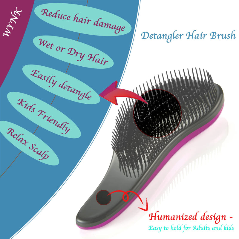 WYNK Hair Brush Detangler for Adults & Kids，Detangling Comb Hair Styling Tools & Appliances for Natural/Wavy/Curly/Coily/Wet/Dry/Oil/Thick/Straight/Long Hair(2Pack Blue Drops & Gradient Shell) 2 Pack