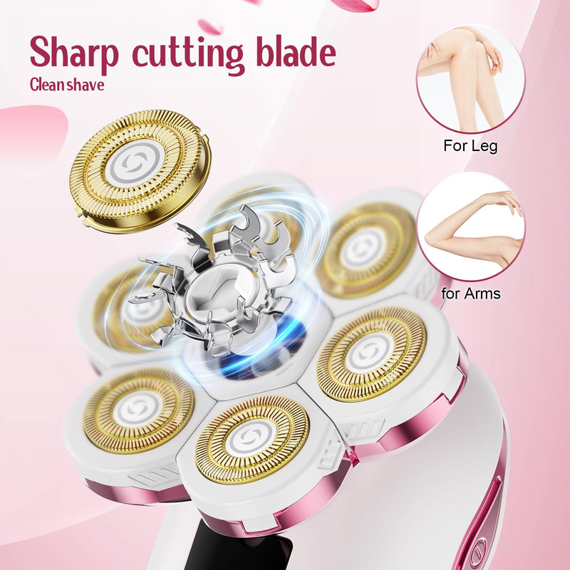 [Australia] - Electric Razors for Women,7D Gifts for Women,Cordless Electric Shaver with Detachable Head Wet/Dry Facial Hair Remover for Legs Painless Water Resistant (Pink) Pink 