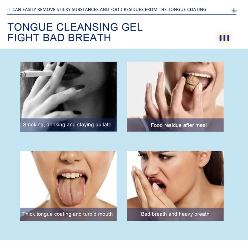 [Australia] - Tongue Cleaning Gel Set, Tongue Cleaner Gel with Tongue Brush, Easy to Use for Adults Kids, Tongue Scraper Scrubber for Adults with Cleaning Gel 