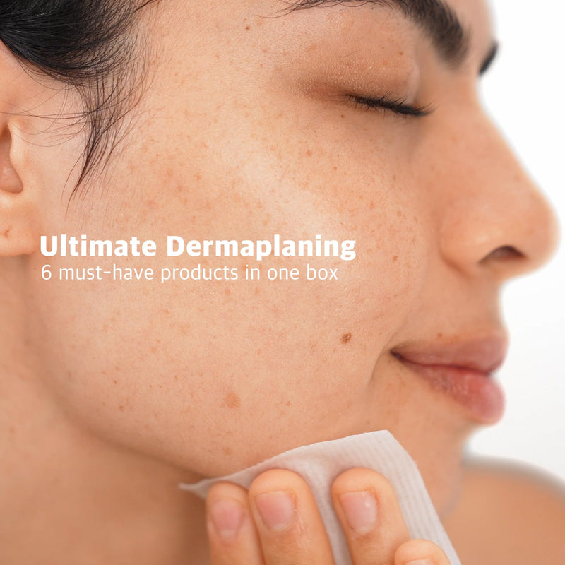 [Australia] - epielle & Tinkle Complete Safe Dermaplane Starter Kit: Safe Facial Renewal System Cleanser, Multi-Balm, Dermaplane Tool, Hydrating Mask & Serum, Peach Fuzz Removal Stocking Stuffer Dermaplaning Kit 