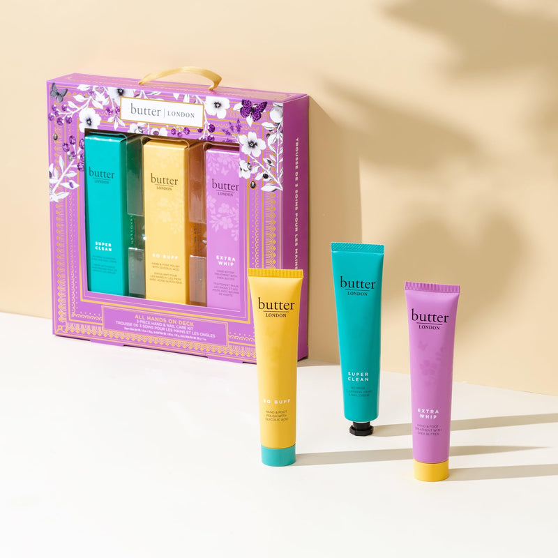 [Australia] - butter LONDON All Hands on Deck 3-Piece Hand & Nail Care Kit, Helps Moisturize & Restore Skin, At Home Manicure Prep, Vegan, Cruelty & Paraben Free 1 Ounce (Pack of 1) 