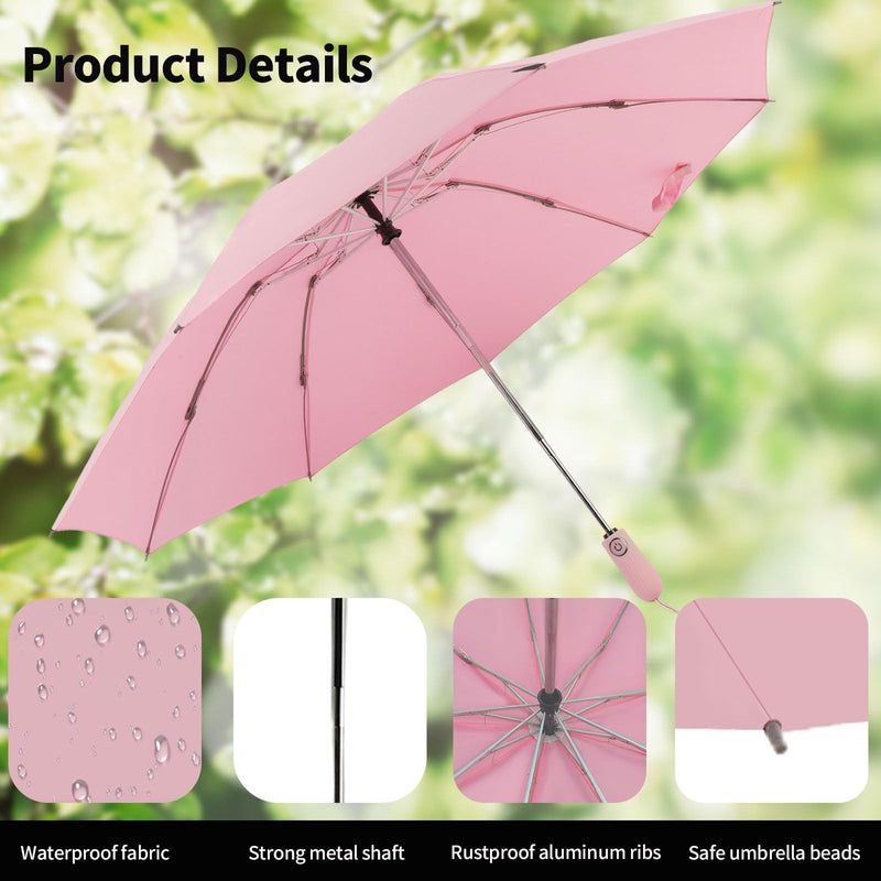 ZDSSM Umbrella Travel Large Windproof Inverted Umbrellas for Rain Portable Automatic Small Compact Reverse Folding Umbrellas for Women Men (Yellow Plaid & Pink)