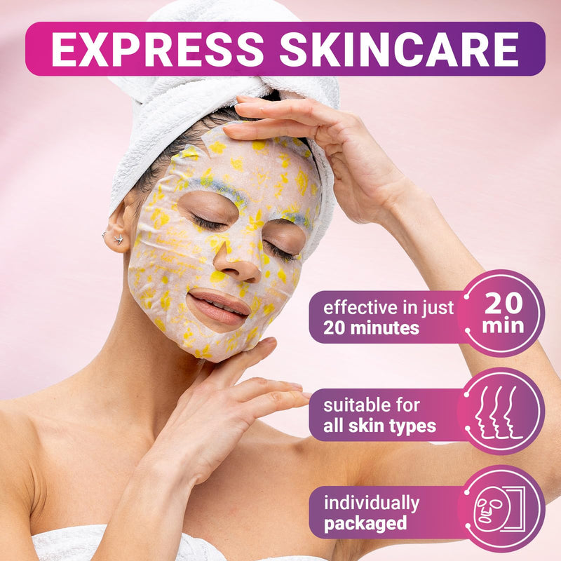 VIABEAUTY 6 Pack of Sheet Face Masks Skincare - Collagen Face Mask Sheets with Hyaluronic Acid, Vitamin C, Snail Mucin - Facial Sheet Mask for Hydrating, Moisturizing, Rejuvenating 1 Count (Pack of 6)
