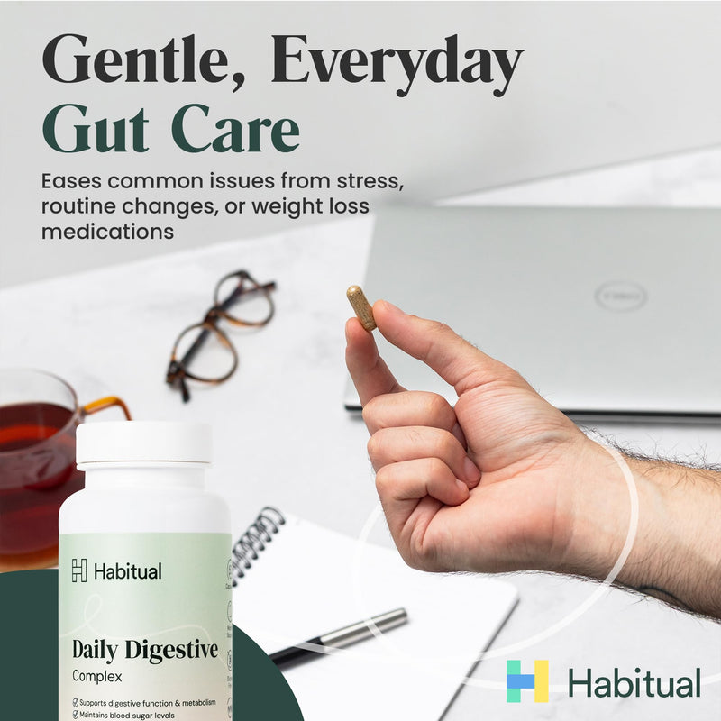 Habitual Daily Digestive Complex | Vegan Gut Health Supplement for Bloating, Indigestion & Metabolism Support | Prebiotic & Botanical Blend with Ginger, Peppermint, Fennel, Calcium, & Vitamin B6