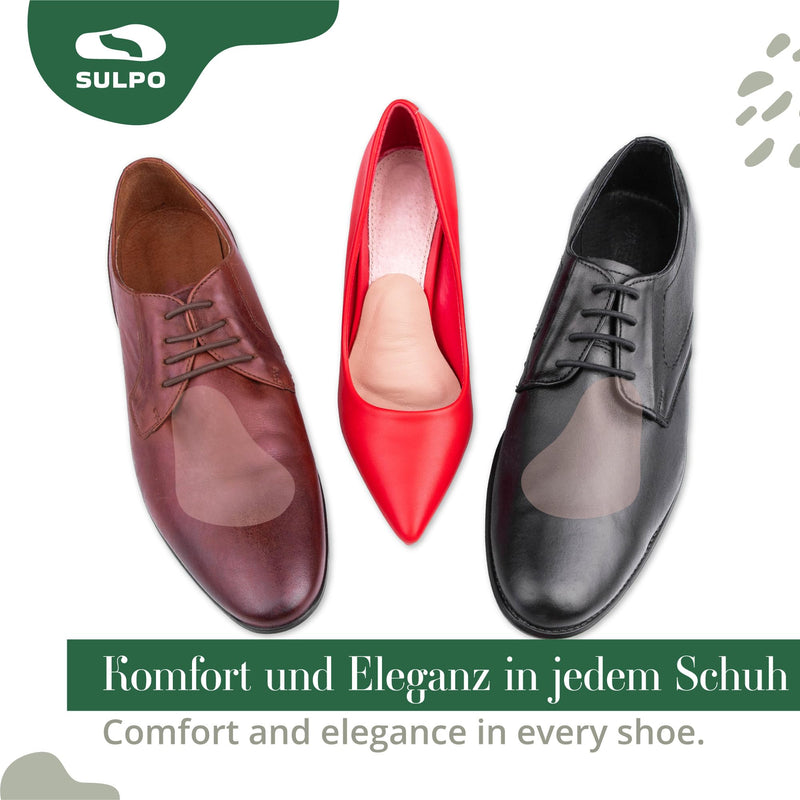 [Australia] - SULPO 2 pairs of T-shaped orthopedic insoles for flat feet - leather splayfoot pads - metatarsal pads - metatarsal pads - transverse arch support - self-adhesive - 38-40 