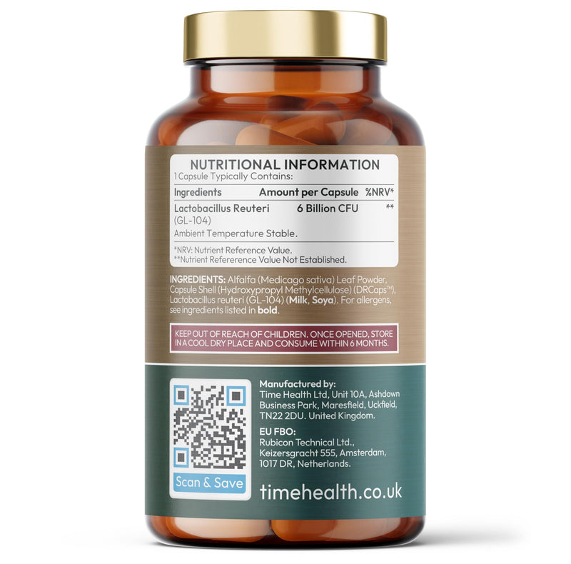 Lactobacillus Reuteri – 6 Billion CFU – 90 Capsules – Shelf Stable L Reuteri – GMP – UK Made Supplement 90 count (Pack of 1)