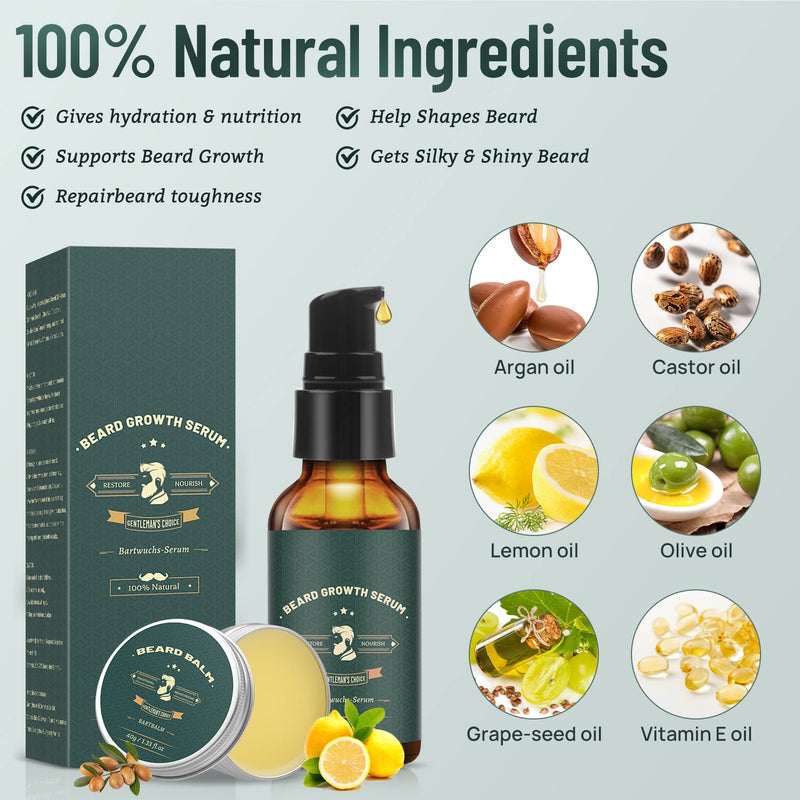 [Australia] - KHOLEZ Beard Growth Kit for Father's Day Christmas Gifts, Beard Growth Set - Beard Growth Products for Men with Beard Roller 0.25 mm, Beard Balm, Beard Scissors, Beard Growth Beard Oil, Beard Growth Beard Care Kit 