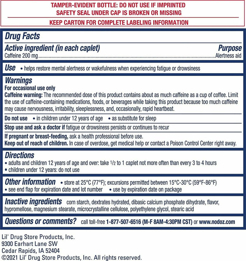 [Australia] - NoDoz 200mg Caffeine Pills Maximum Strength, 120 Caplets total 120 Count (Pack of 1) 