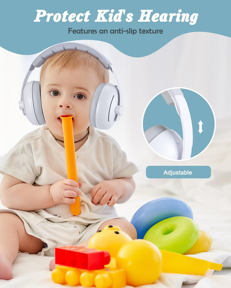 [Australia] - Lictin 2-in-1 Baby Earmuffs Noise Protection, Infant Noise Cancelling Headphones, Adjustable Baby Ear Protection, Star Noise Reduction Earmuffs for Babies and Toddlers up to 4 Years White 