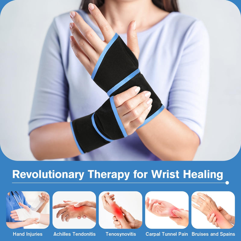 [Australia] - Wrist Ice Pack for Carpal Tunnel Relief, 2 Gel Packs, Hot Cold Compression Bandage for Hand Wrist Injuries, Reusable, Achilles Tendonitis 