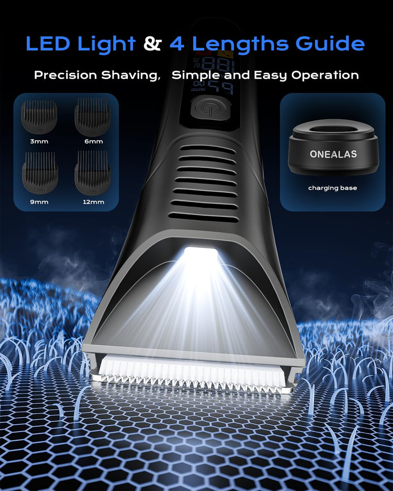 [Australia] - Body Hair Trimmer, Beard Trimmers for Men Electric Ball Shavers, Waterproof Body Groom Precise Pubic Grooming, Waterproof Ultra Groin Trimmer TM8005-1, 4 Adjustable Guard Combs 
