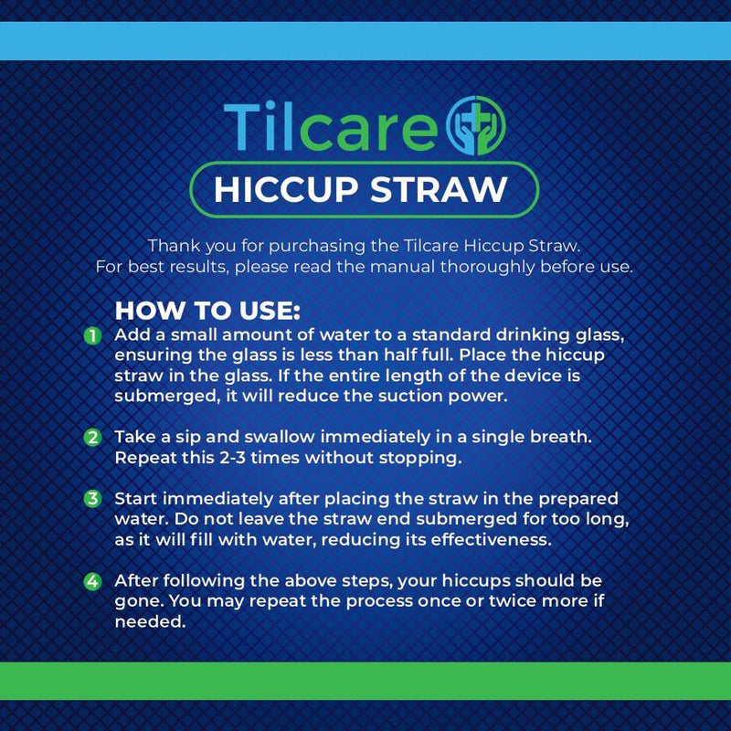 [Australia] - Hiccup Straw by Tilcare - Natural Remedy for Hiccups in Children and Adults - Food-Grade Anti-Hiccup Device for at Home and Travel 