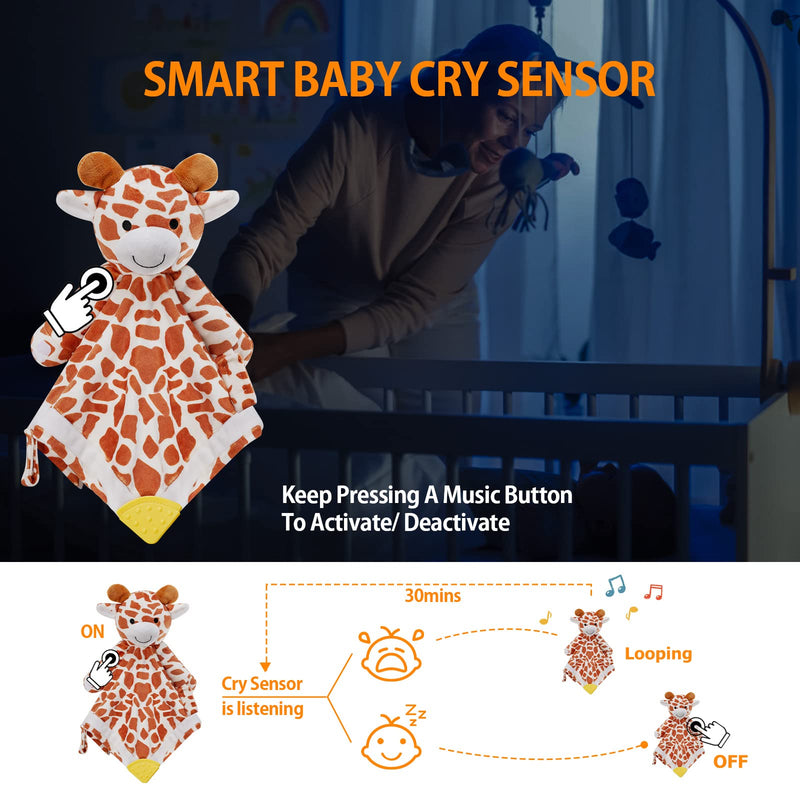 [Australia] - BEREST Baby Sound Sleep Soother Giraffe- White Noise and Lullaby Infant Sleeping Aid with Cry Sensor at Nap Time Routine,Awesome Baby Gift Portable Plush Toddler Snuggle Toy Coffe brown 
